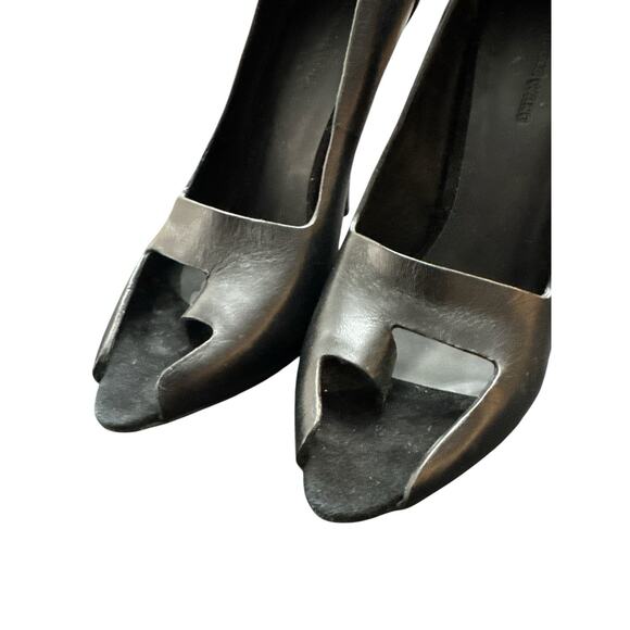 $895 ALEXANDER WANG BLACK LEATHER PEEP TOE HEEL SHOES 37 - Picture 6 of 7